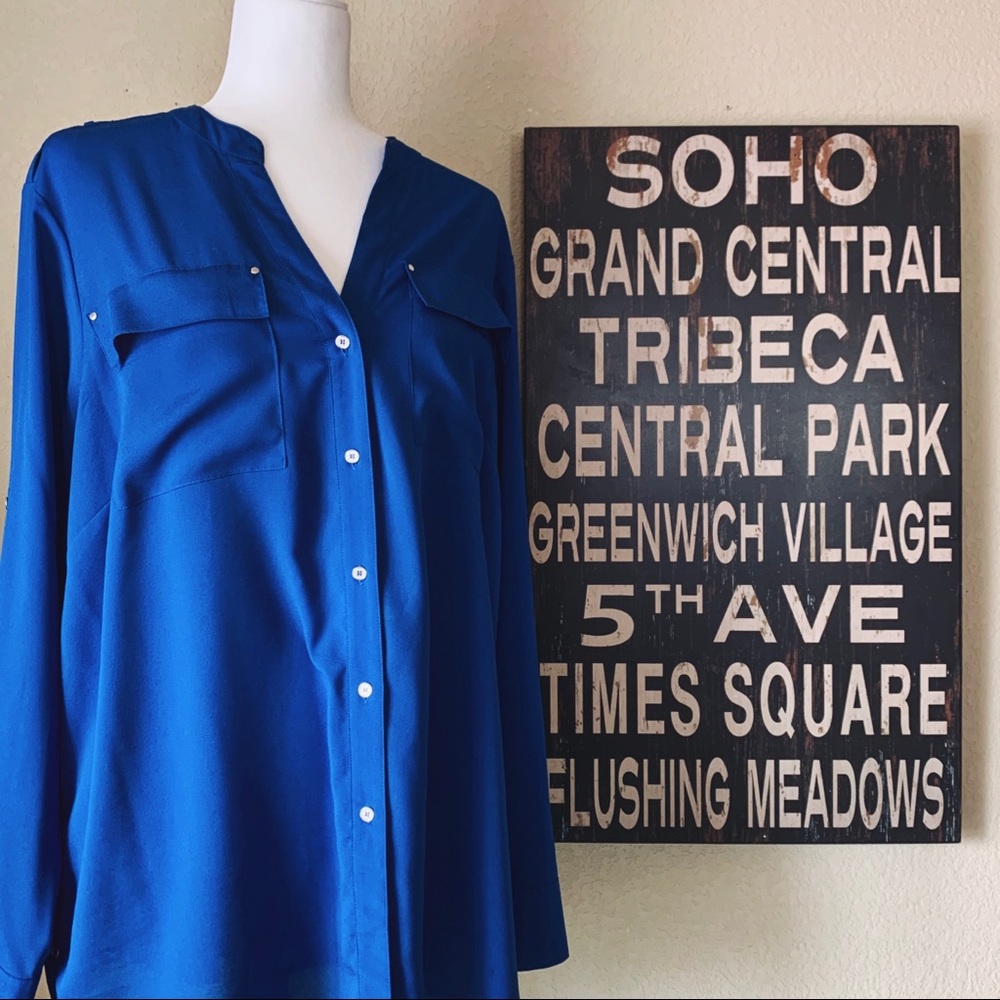 ☀️ Calvin Klein Royal Blue Oversized Blouse